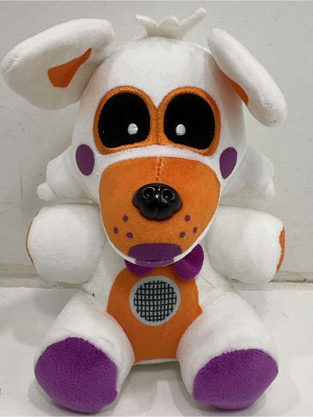Plush White, Orange & Purple Dog Toy - Soft Cuddly Pet Plush